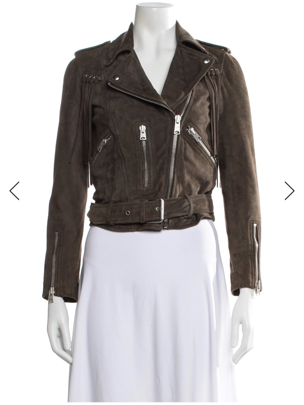 All Saints Goat Leather  Jacket  Fringe accents